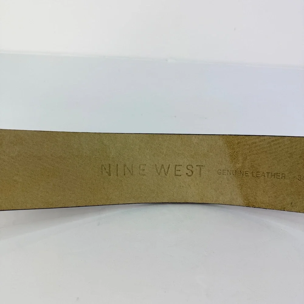 VTG RETRO Wide Nine West M Black Patent Leather Square Buckle Women Belt